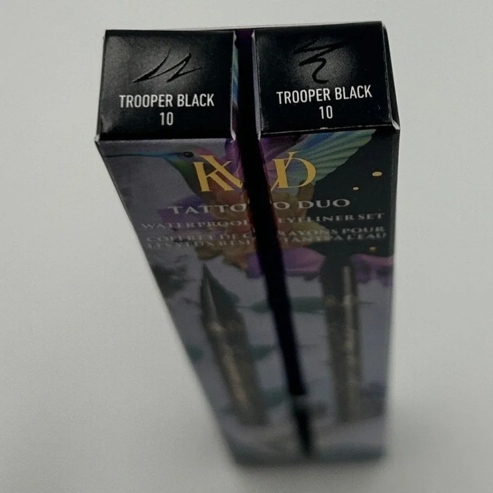 KVD Tattoo Duo Eyeliner Set Womens Full Size Trooper Black NEW Waterproof 2pc